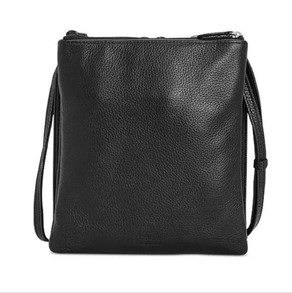Giani Bernini Tripe-zip Pebble Leather Dasher Crossbody Bag -Black - Picture 2 of 5